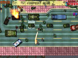 Click to view large image Pyro and I firing flamethrowers surrounded by burnt skeletons and wrecked Jeeps.