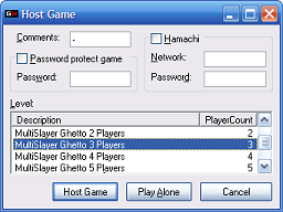 Select a level and either Host Game or Play alone.