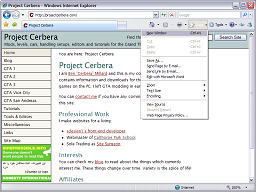 Page menu from Command Bar.