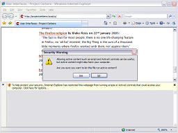 Security warning message box.