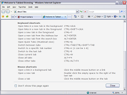 Showing the shortcuts section.