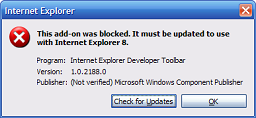Error message pops up.