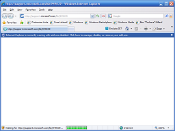 Browser is displayed and begins loading a web page, with the Information Bar showing a message.