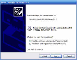 What do you want the wizard to do? Option 1: Install the software automatically (recommended). Option 2: Install from a list or specific location (advanced).