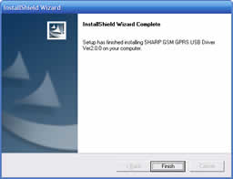 Installshield Wizard Complete. Setup has finished installing SHARP GSM GPRS USB DRIVER Ver2.0.0 on your computer.