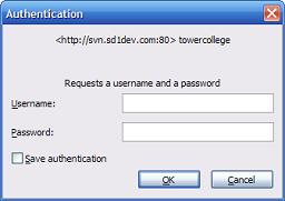 Authentication window appears.