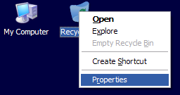 Context menu for the desktop icon.